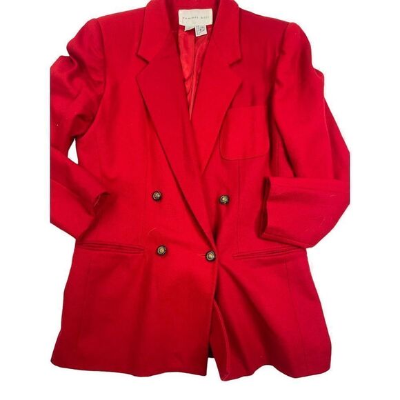 Vintage Summit Hill Women’s Red Double Breasted Wool Blazer Jacket Size 14 - Picture 5 of 7